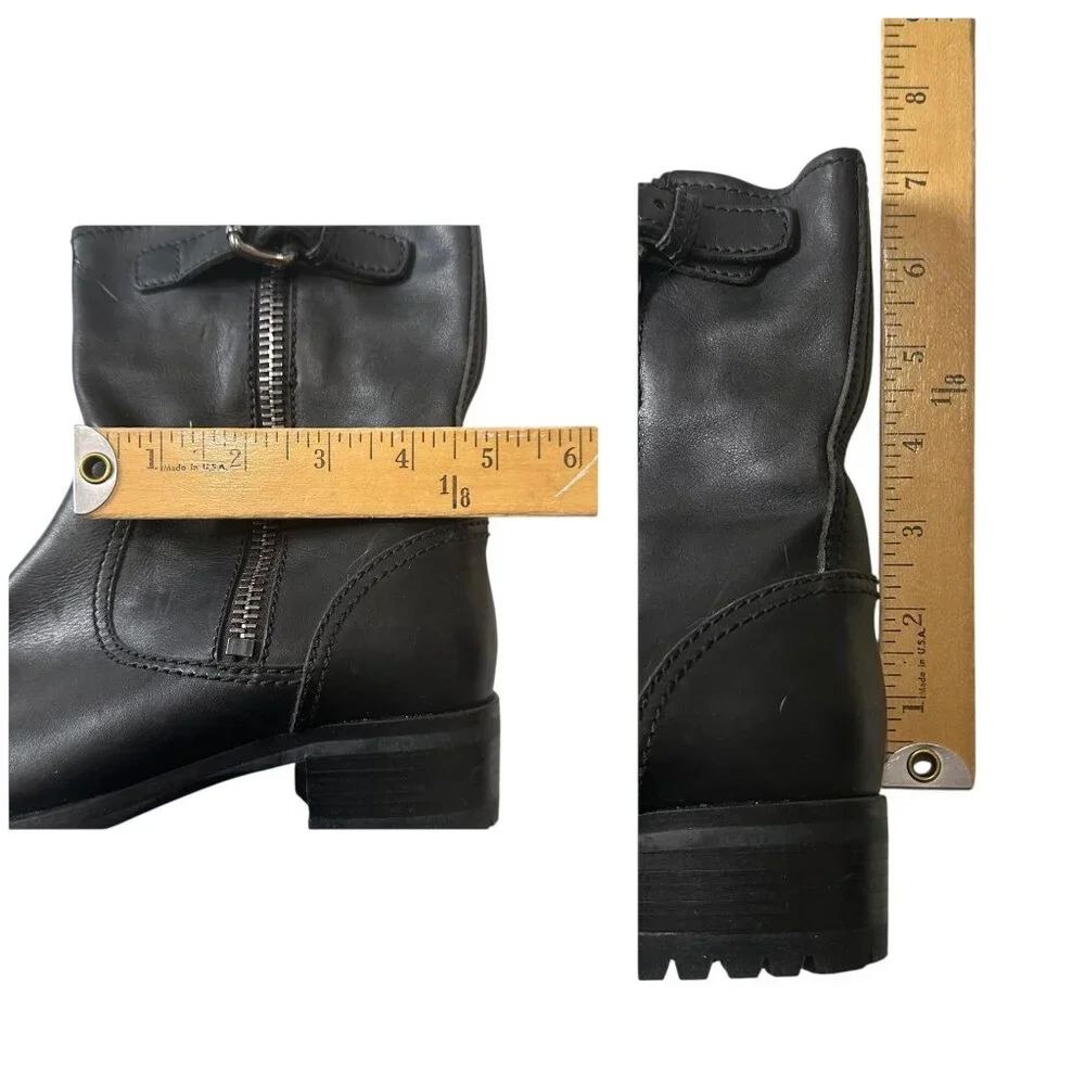 Prada Biker Boots Black Leather Lug Sole Ankle Boots EU 38.5